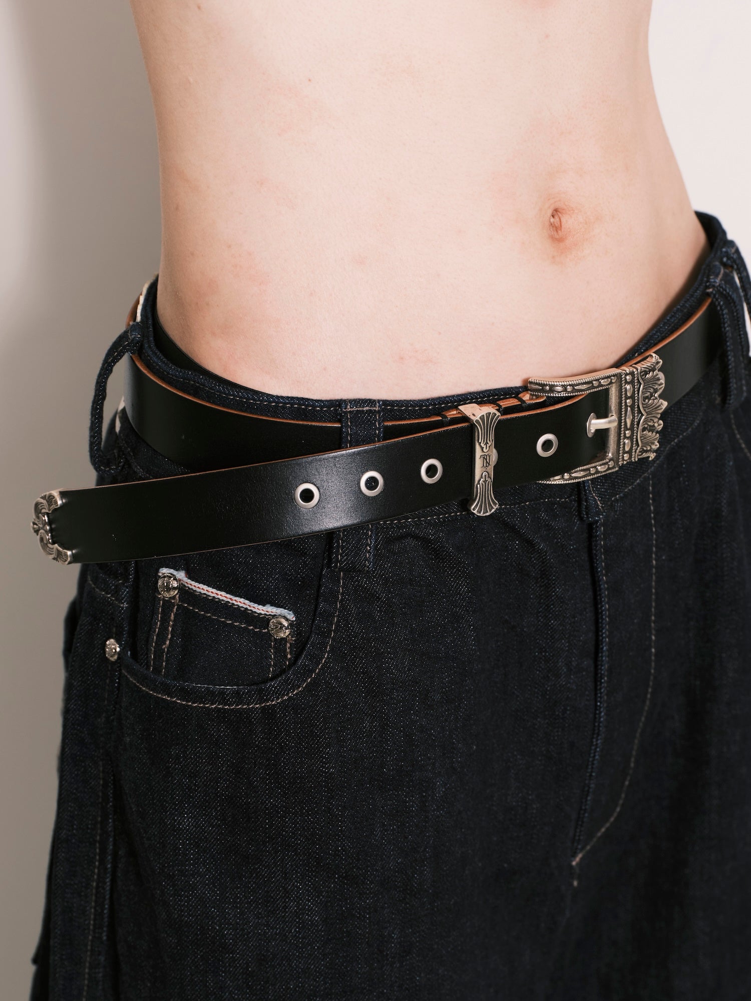 小物 NULLUS AW25 Silver Filled King's Belt NULLUS / SILVER FILLED KING'S BELT Black - Road Sign