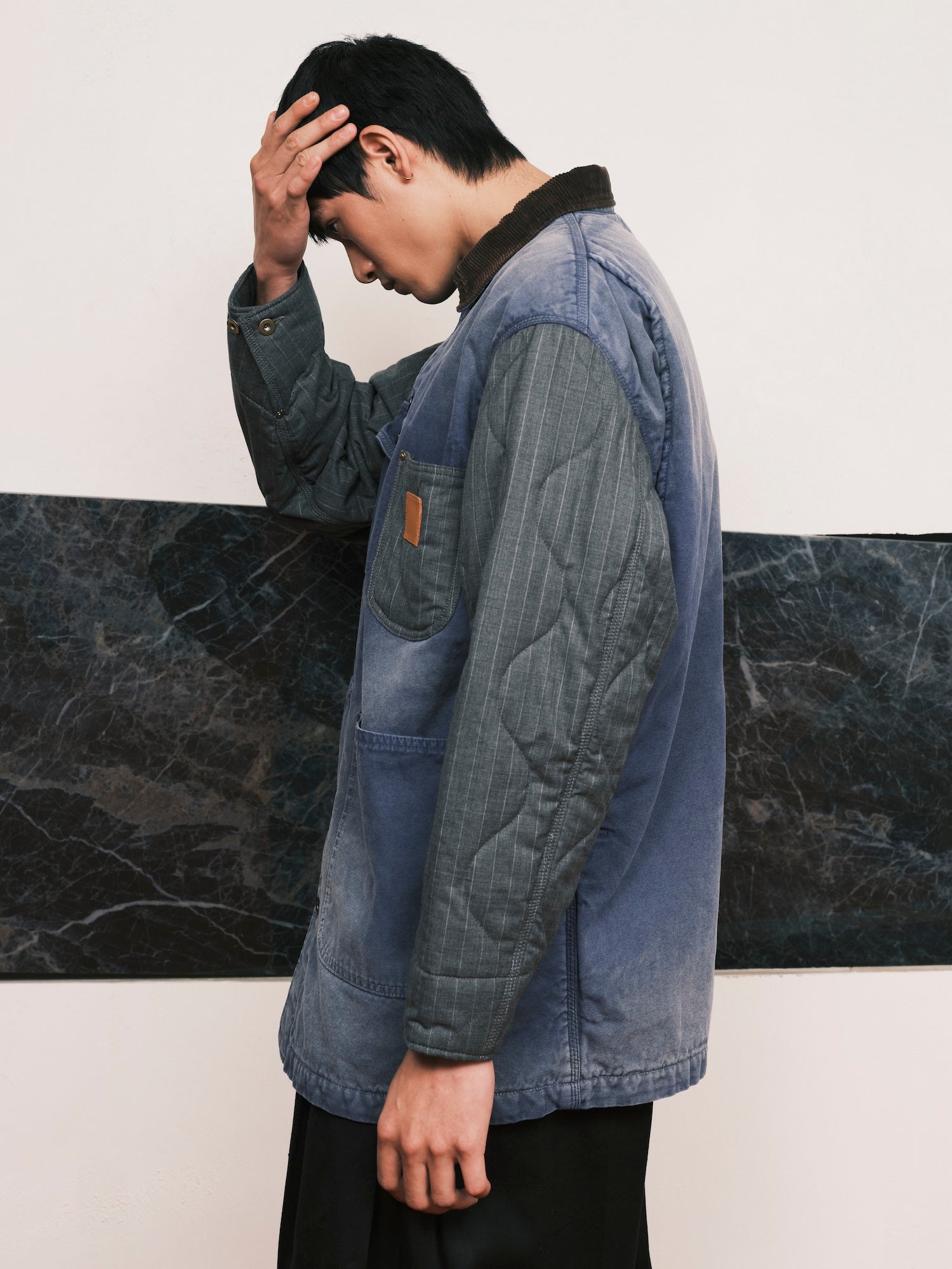 KHOKI / Vintage-effect work coat Blue - Road Sign
