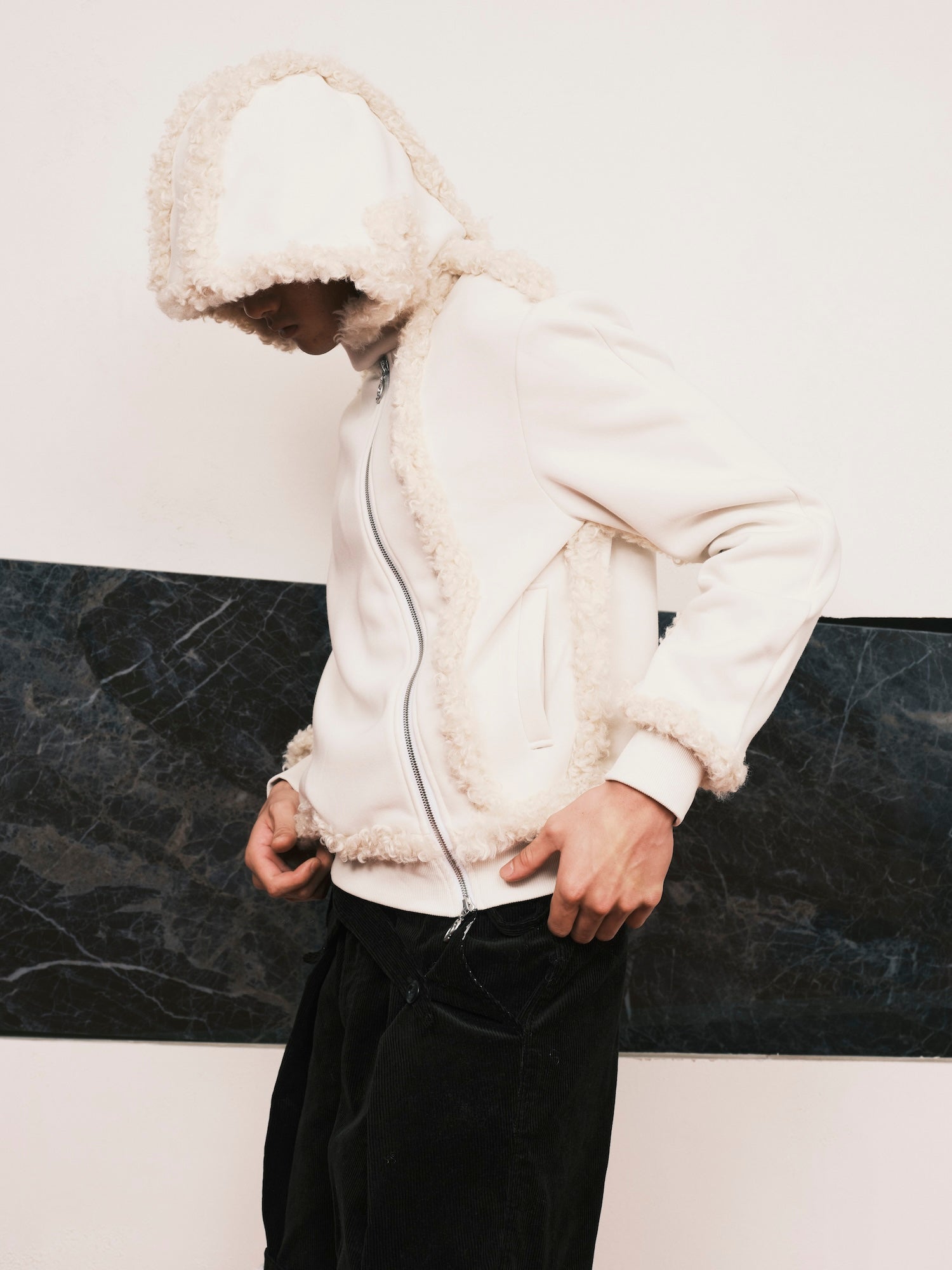 Faux Fur Zip Up Hoodie