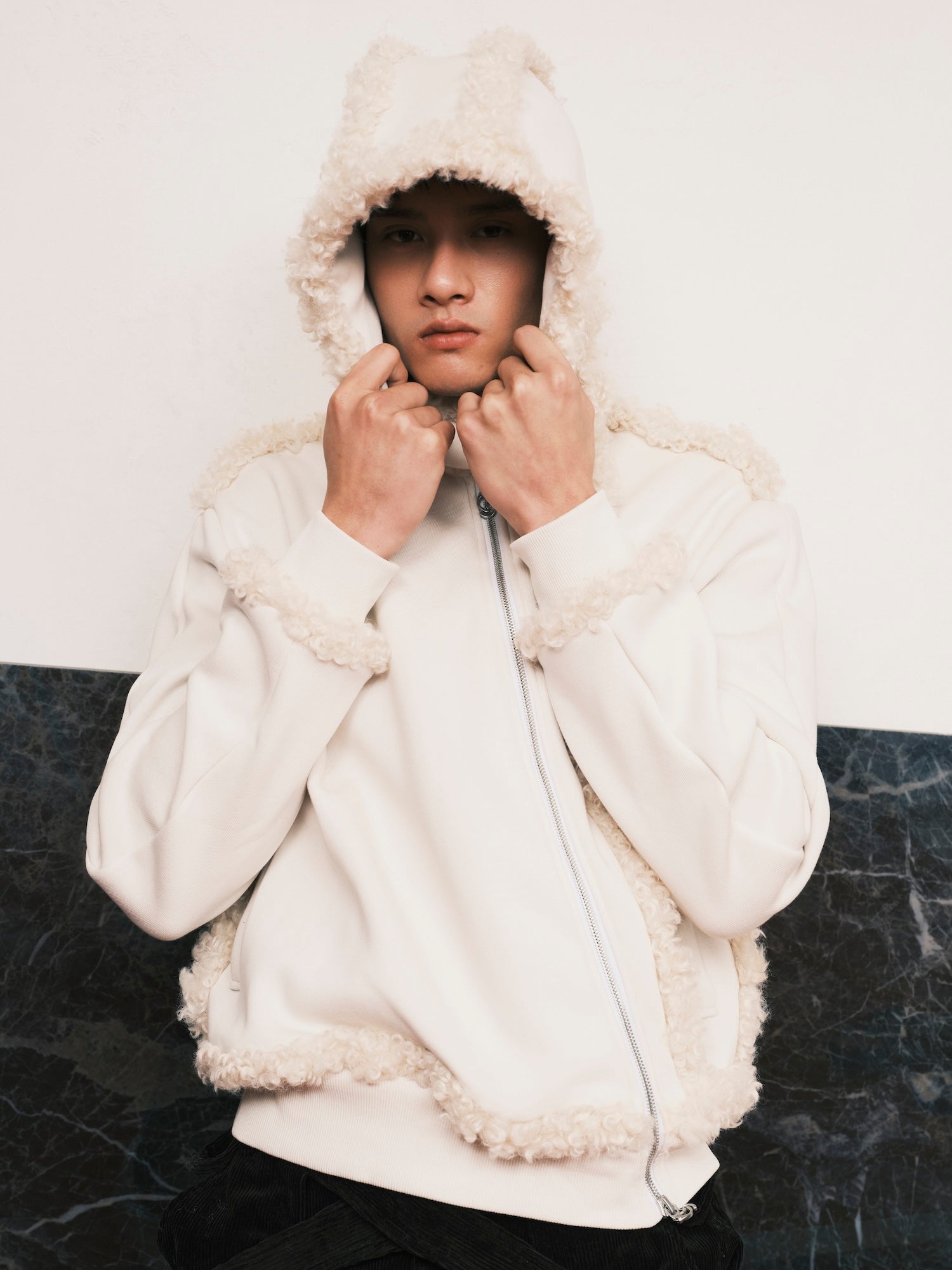 Faux Fur Zip Up Hoodie