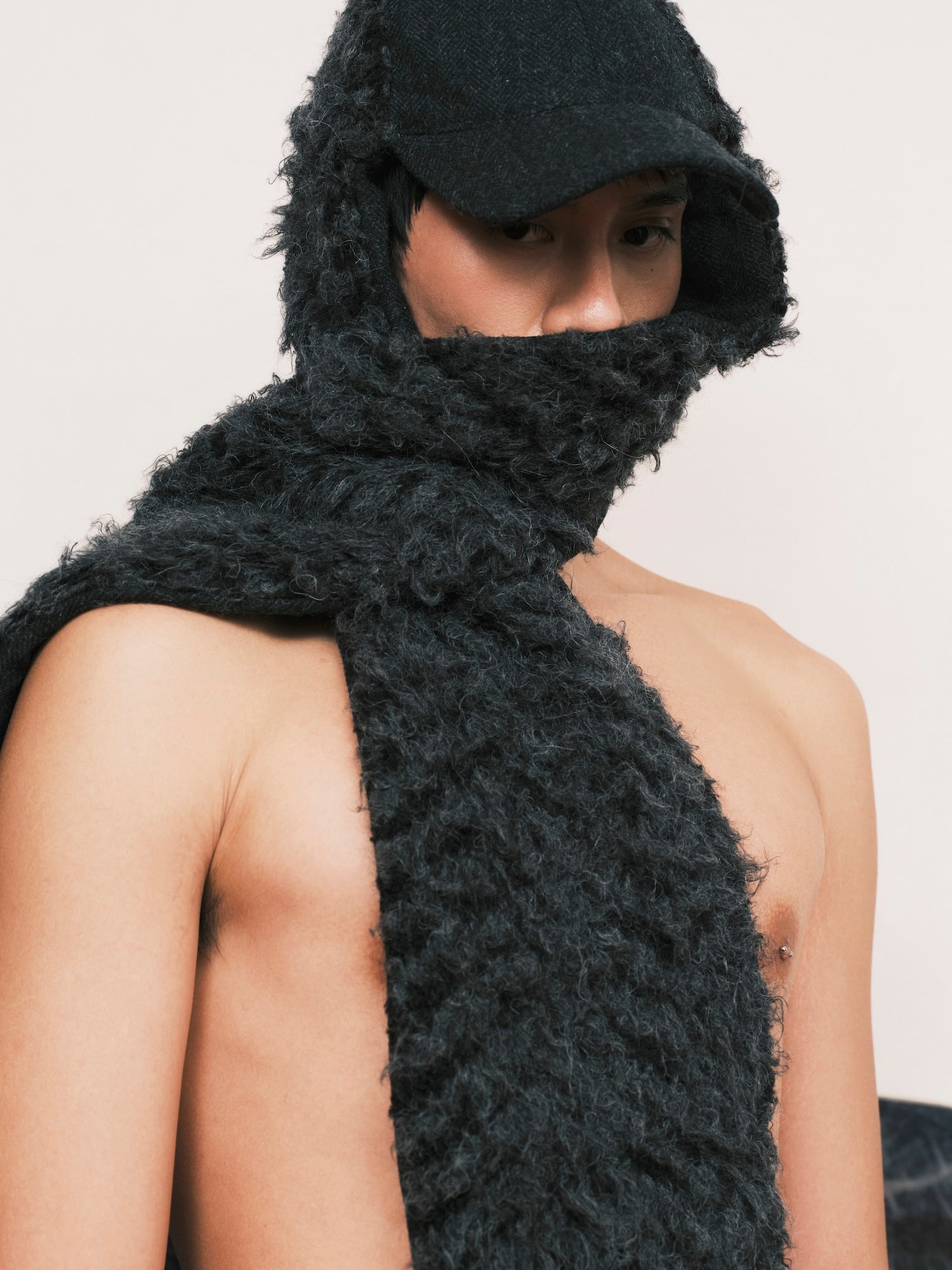 Alpaca Fur Knit Scarf Hat