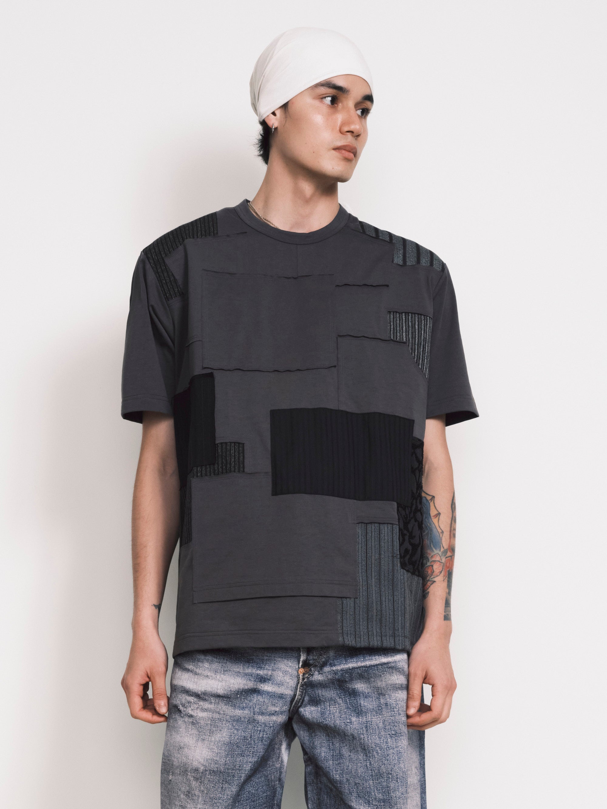 Patchwork Cream Embroidery Shirt | Blac Leaf