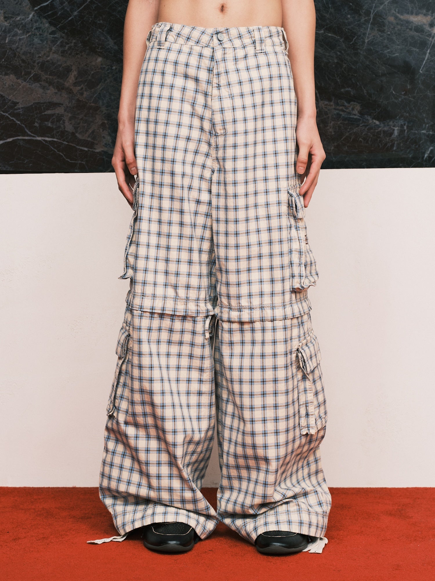 Zip-Off Plaid Cargo Pants