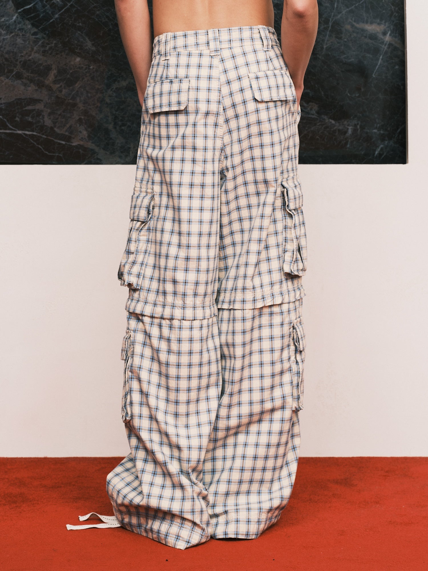 Zip-Off Plaid Cargo Pants