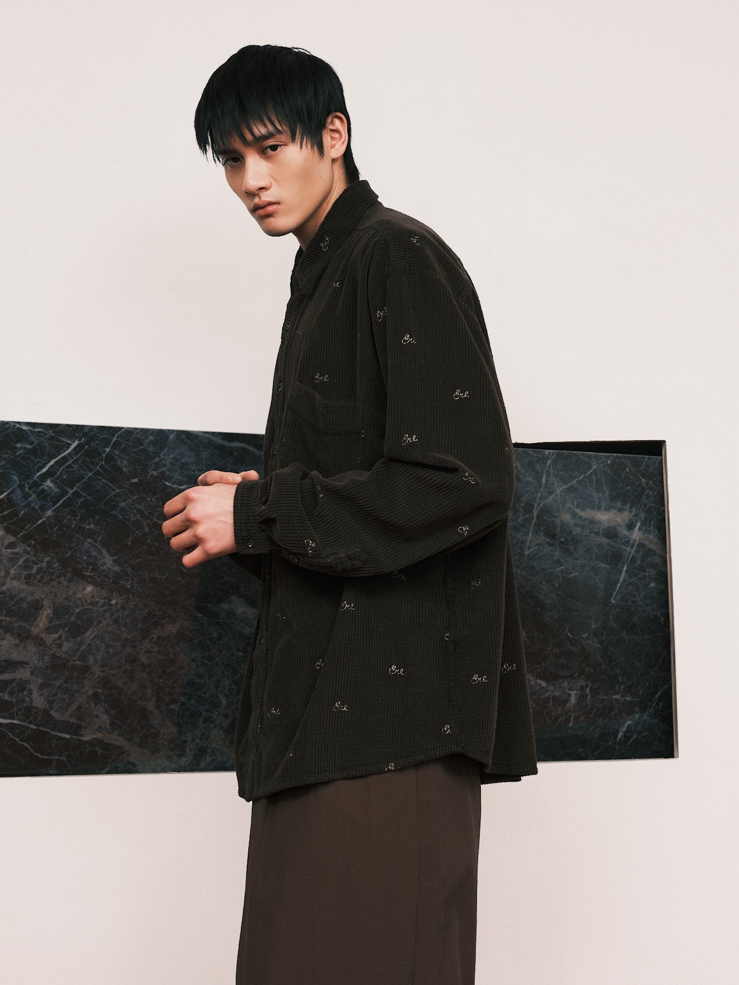 Embroidered Corduroy Overshirt