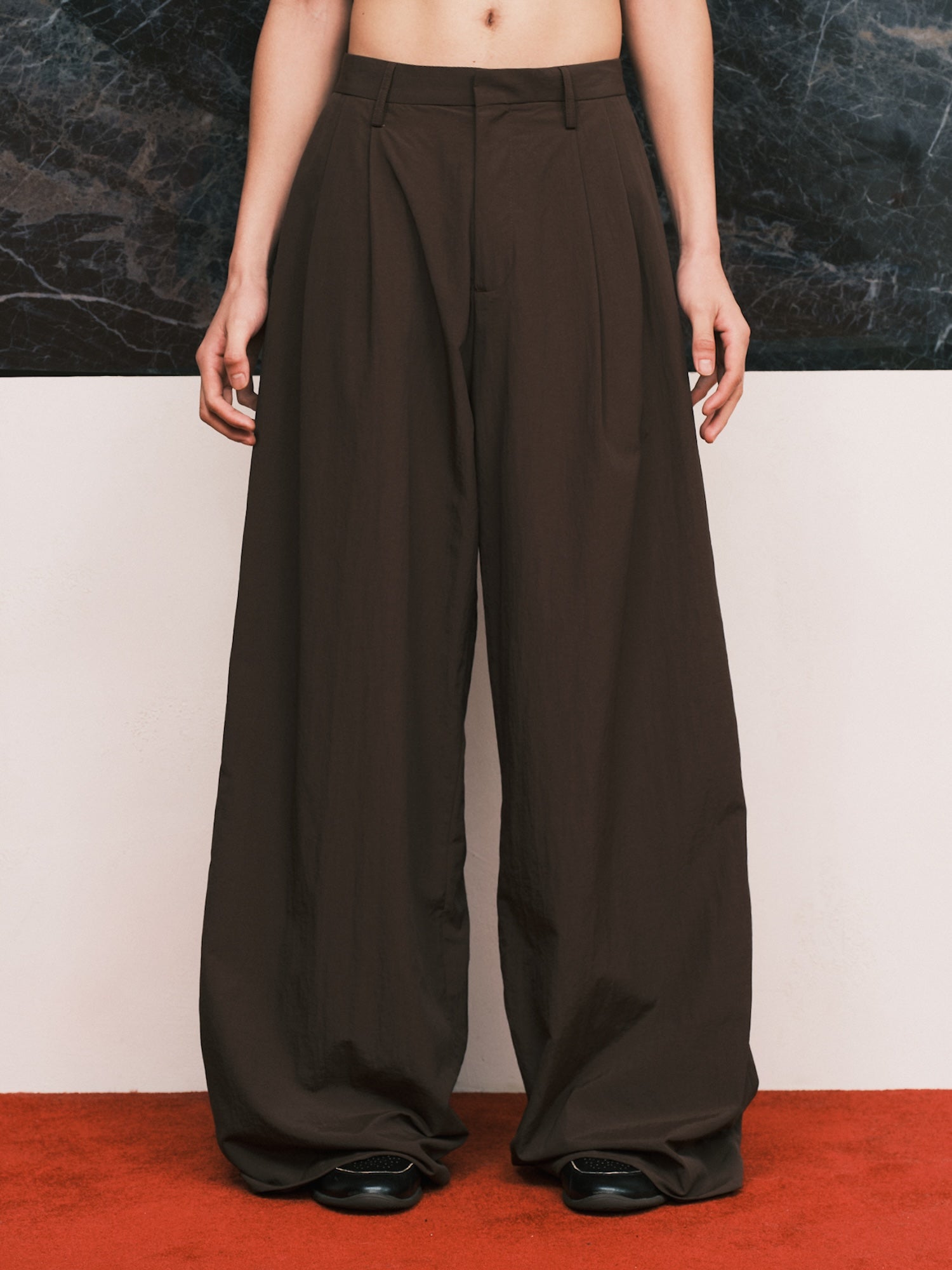 Nylon Pleated Suit Trousers