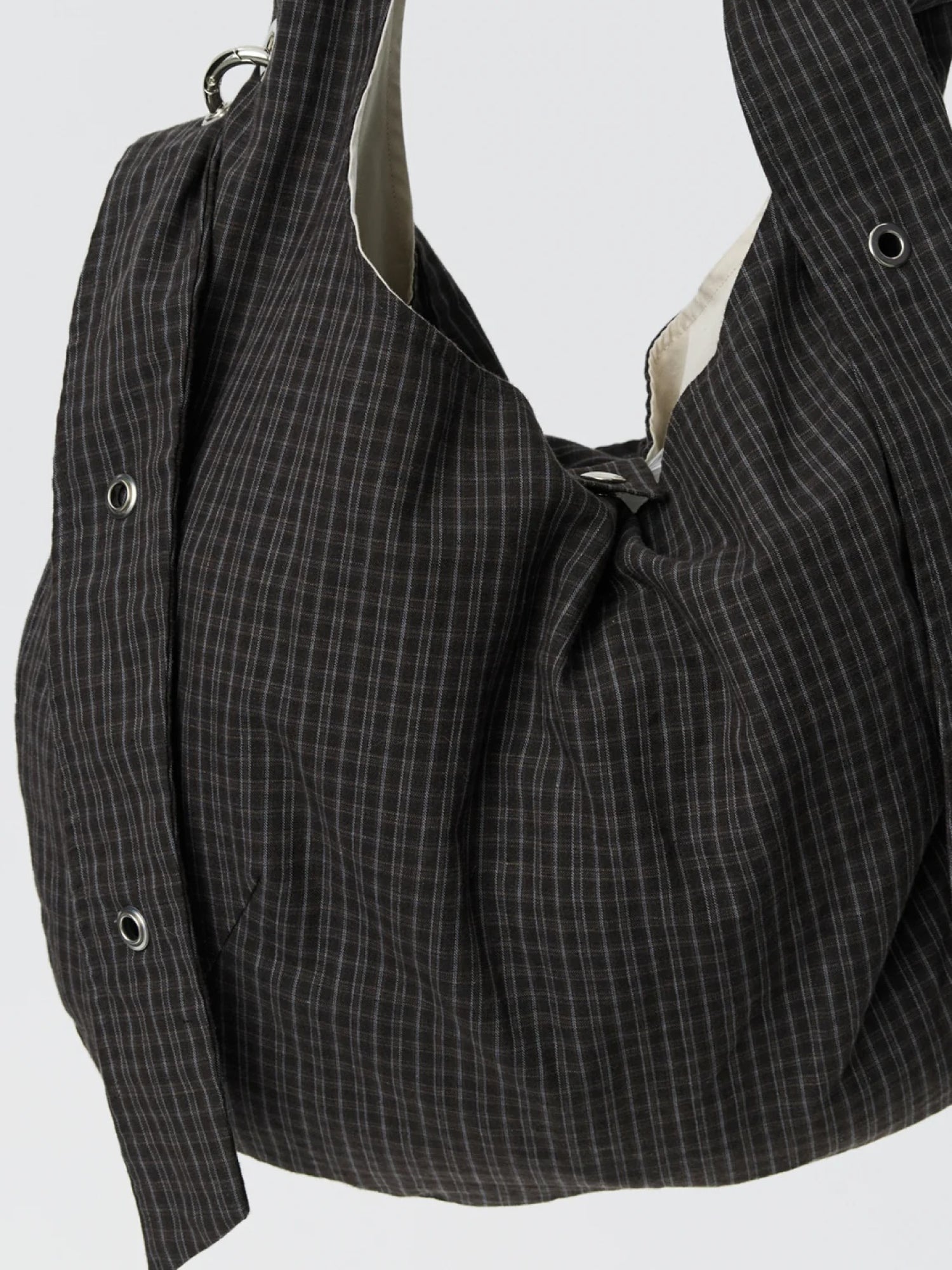 mfpen / Eyelet Shoulder Bag Dark Linen Check - Road Sign