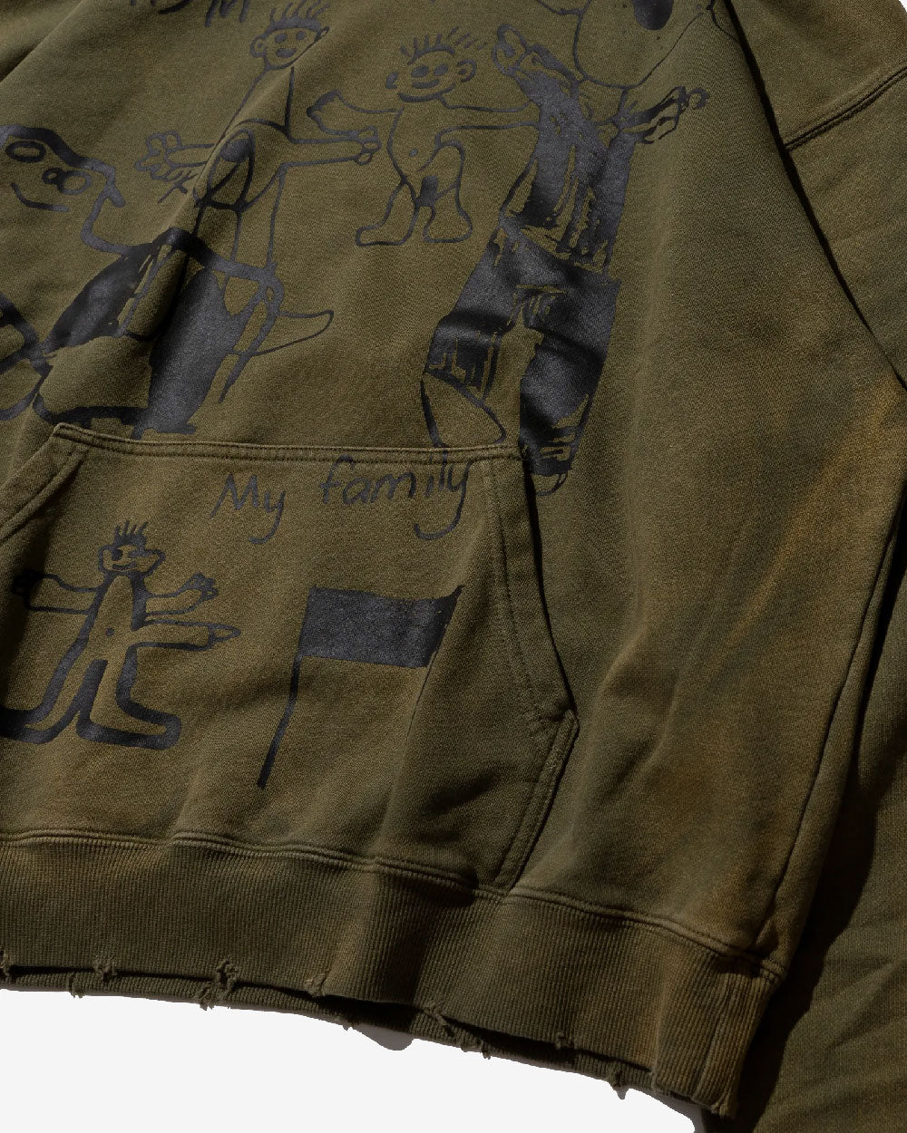 Washed Graphic Hoodie Washed Olive