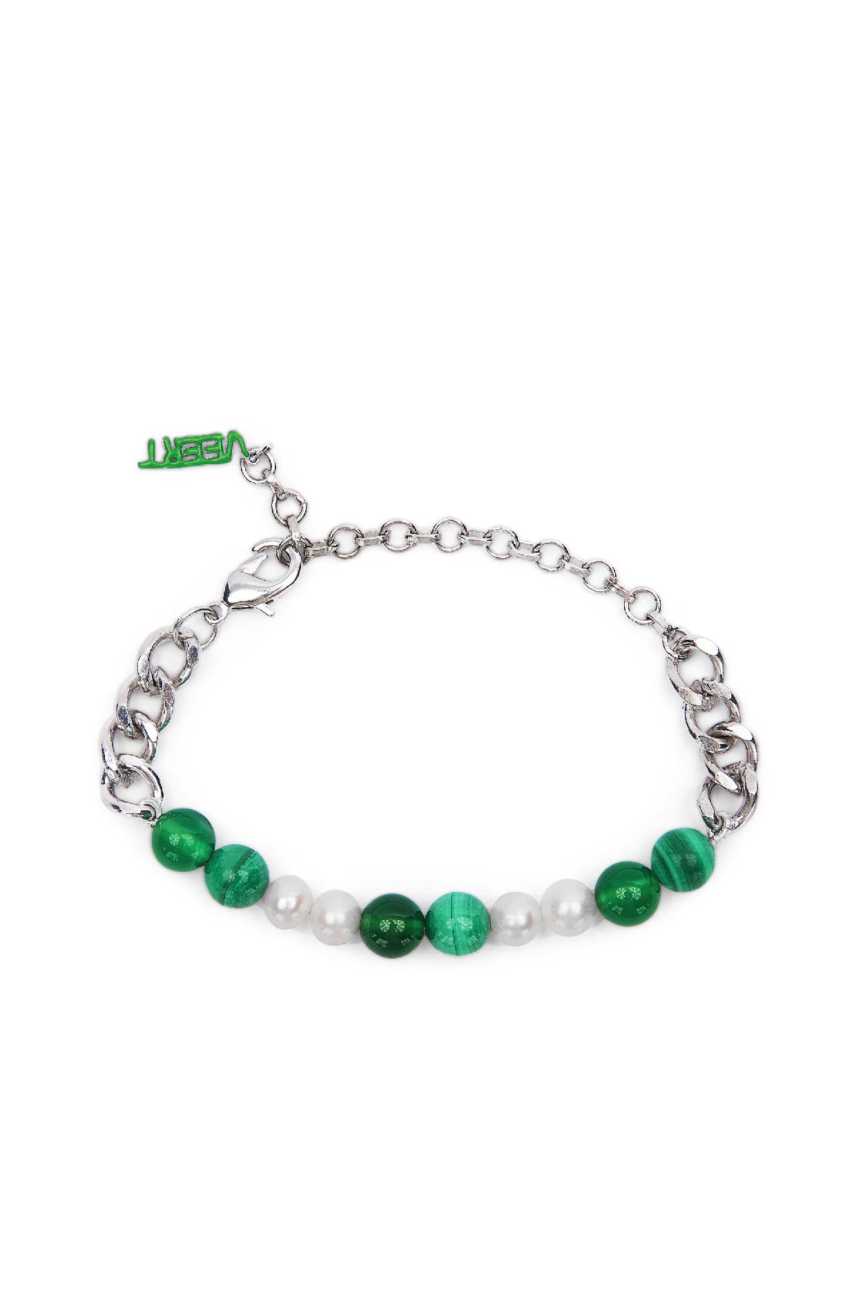 The Cuban Link Malachite Green Onyx & Freshwater Pearl Bracelet