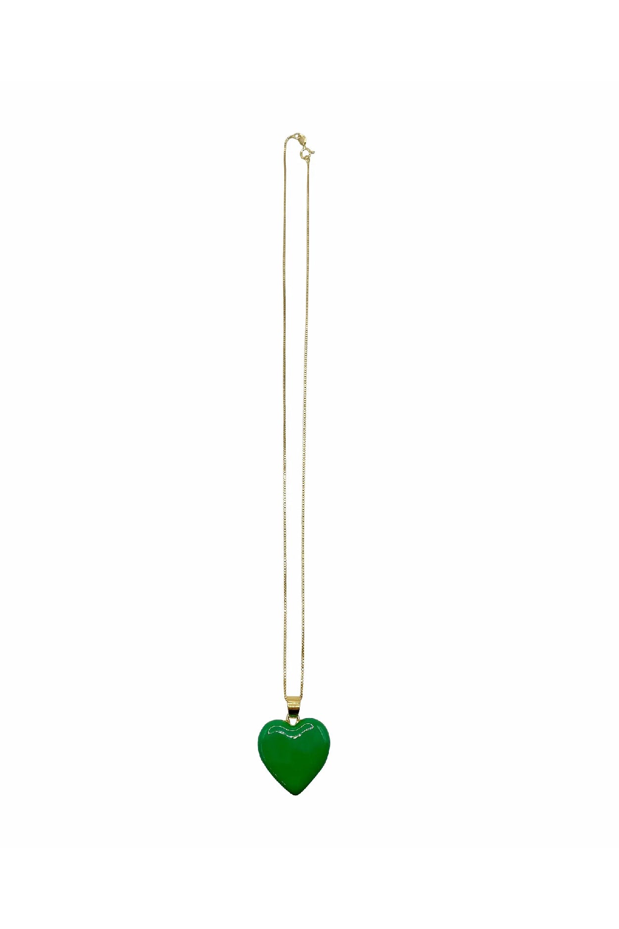 Green Enamel Heart Pendant With Chain
