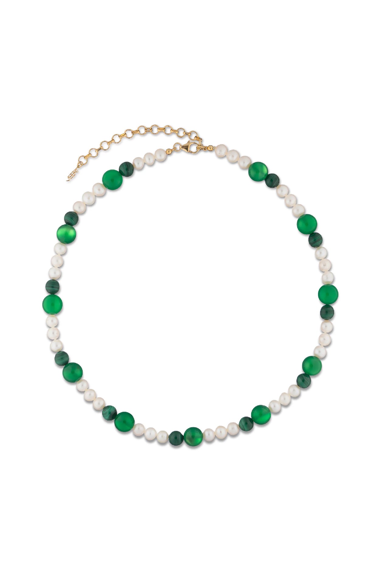 Freshwater Pearl Green Onyx & Malachite Necklace