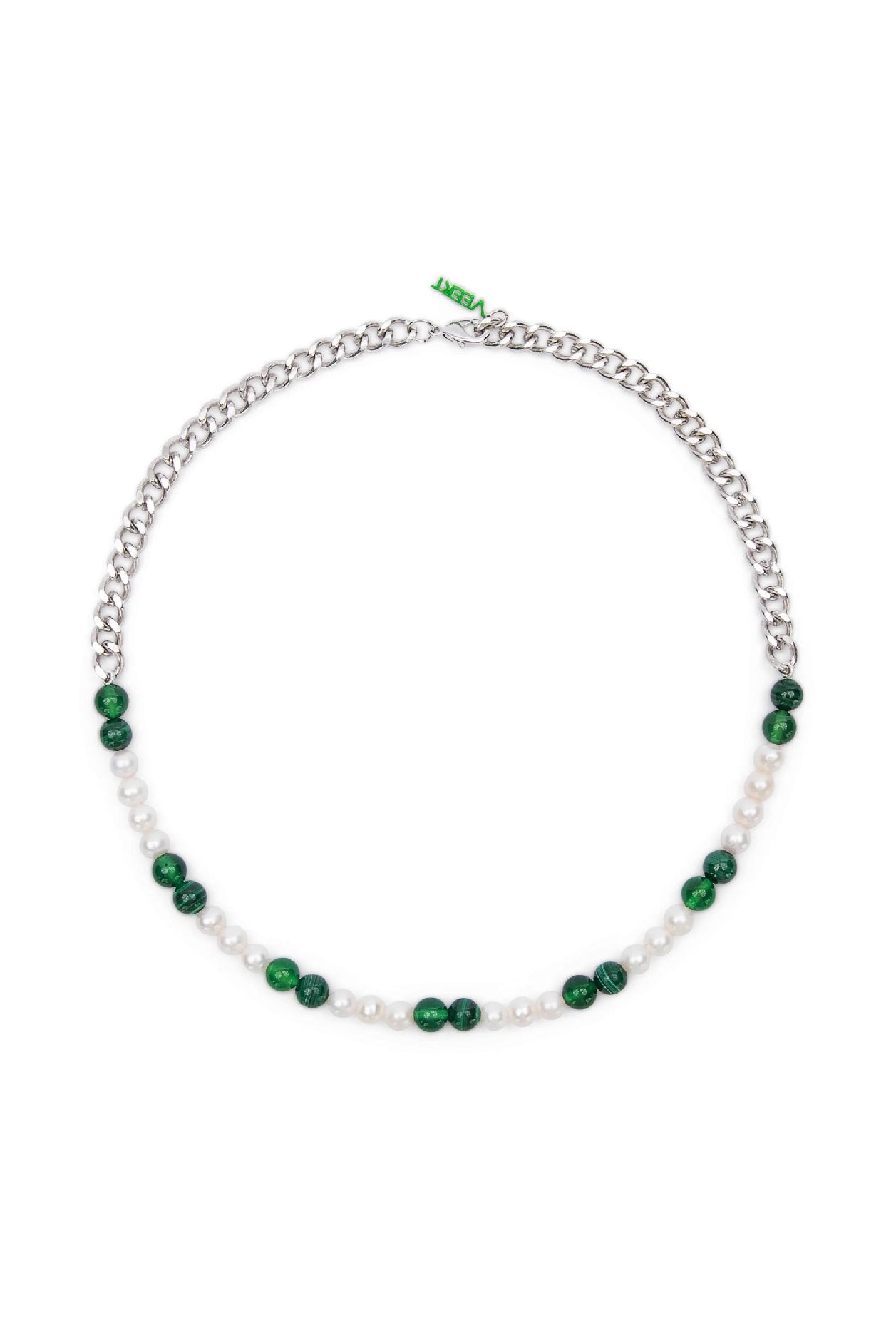 The Cuban Link Malachite Green Onyx & Freshwater Pearl Necklace